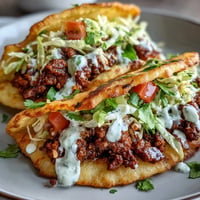 Fluffy cloud bread tacos filled with savory seasoned beef and fresh toppings.