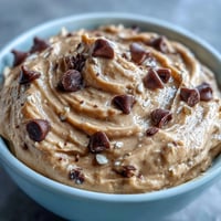 Creamy fiber-packed chickpea cookie dough dip, perfect for healthy snacking.